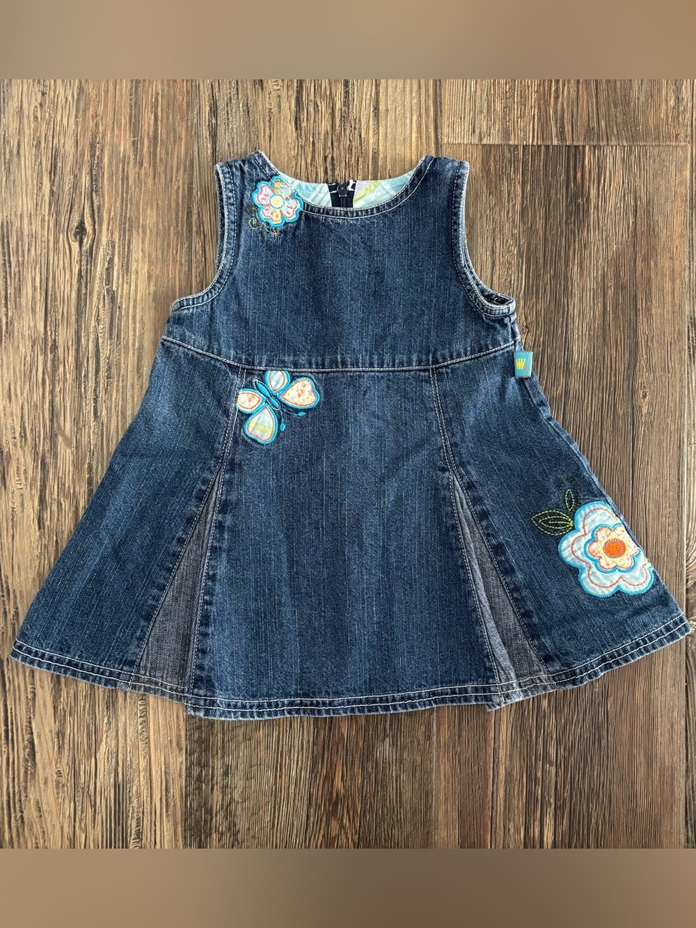 Y2K Carters Watch the Wear Sleeveless Pleated Blue Denim Dress Pinafore NO SIZE